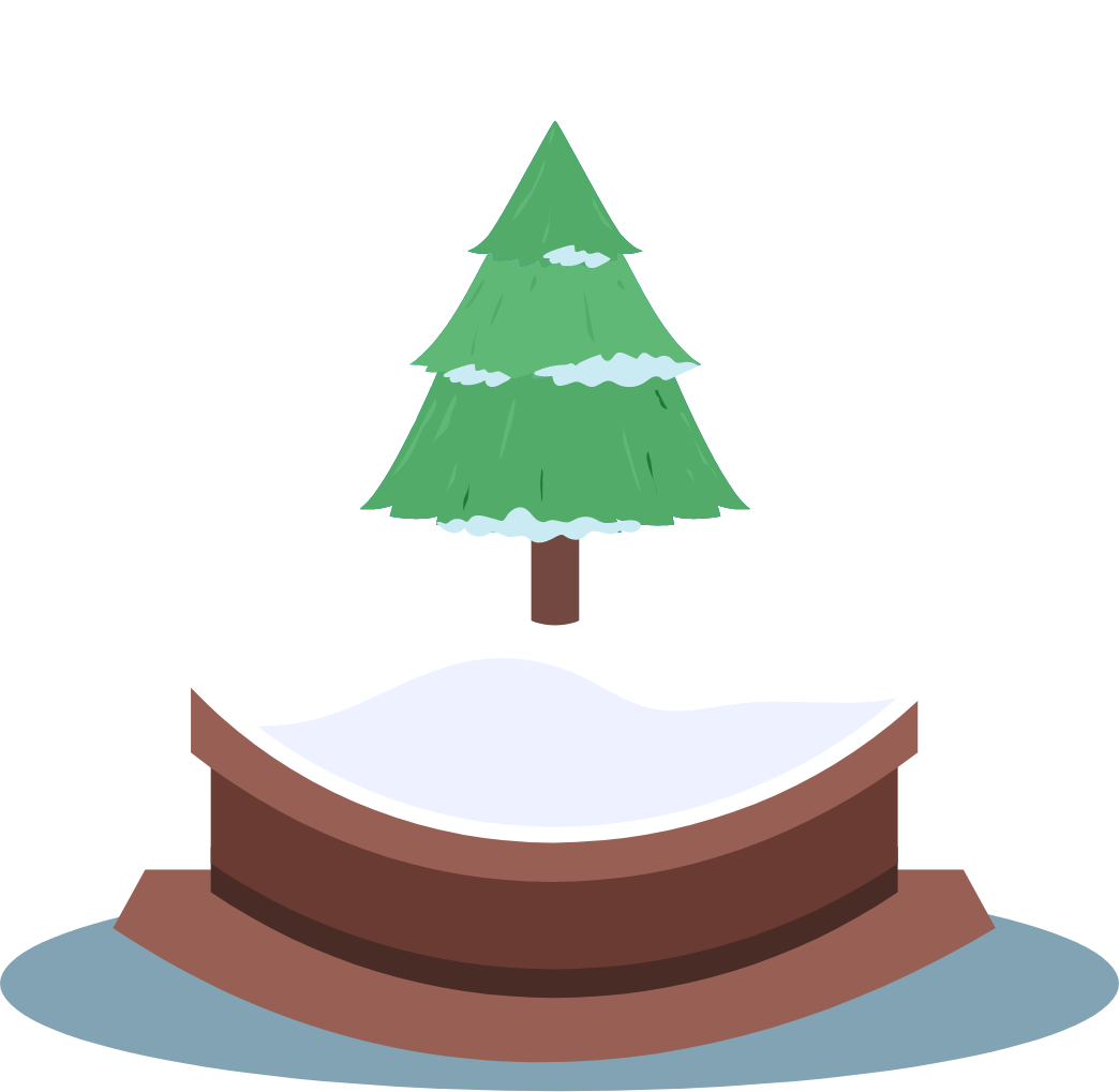 A spruce tree in a snowglobe